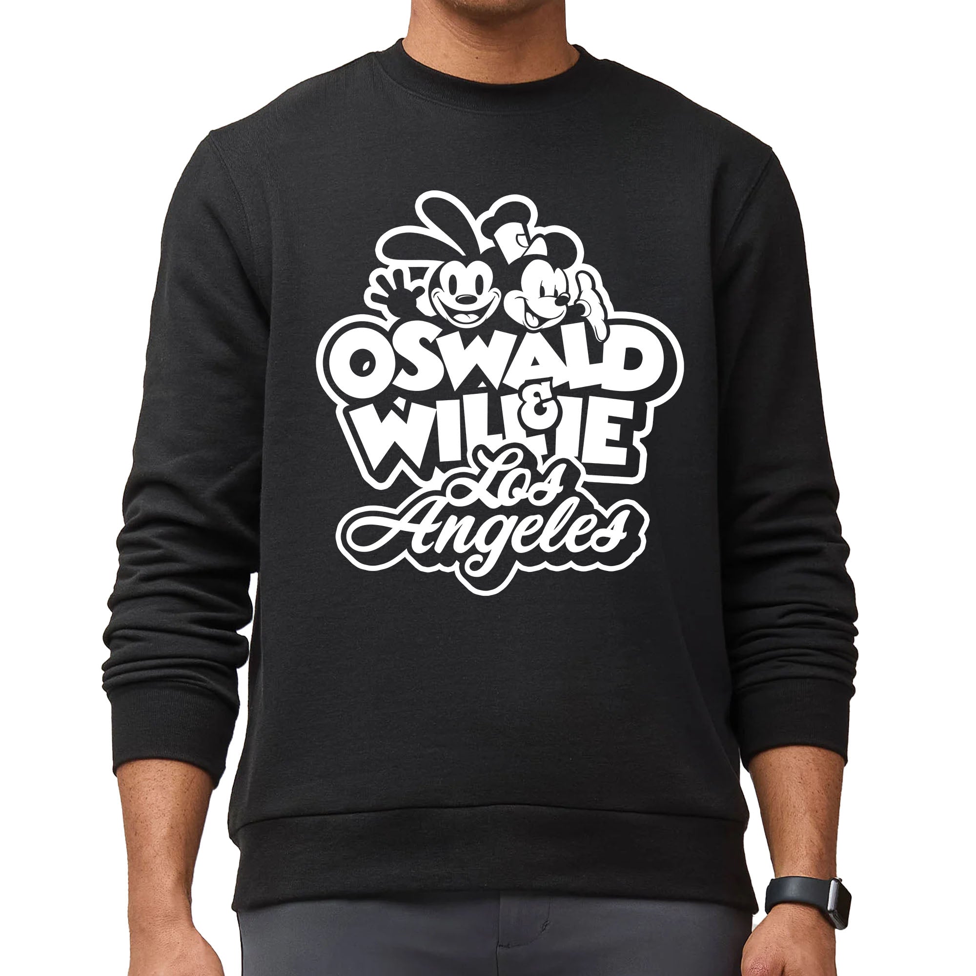 Disney × WDS CREWNWCK SWEATSHIRT ブラック Disney Mickey Mouse Men's Classic Pose Since 1928 Adult Long