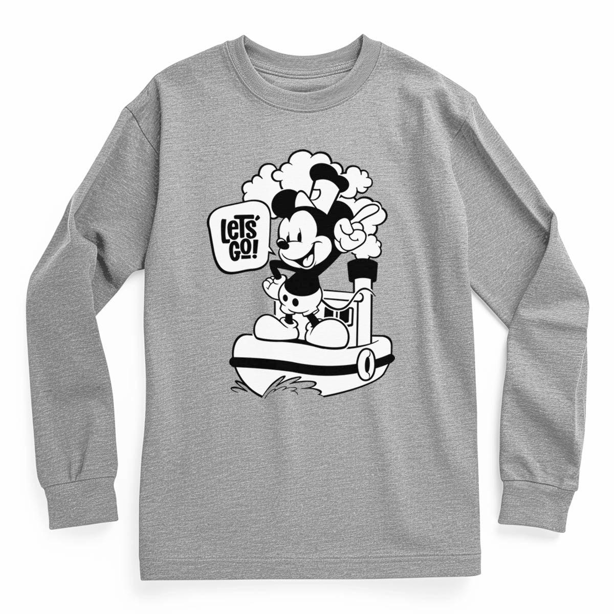 Let's Go! Youth Long Sleeve Tee - Steamboat Willie World