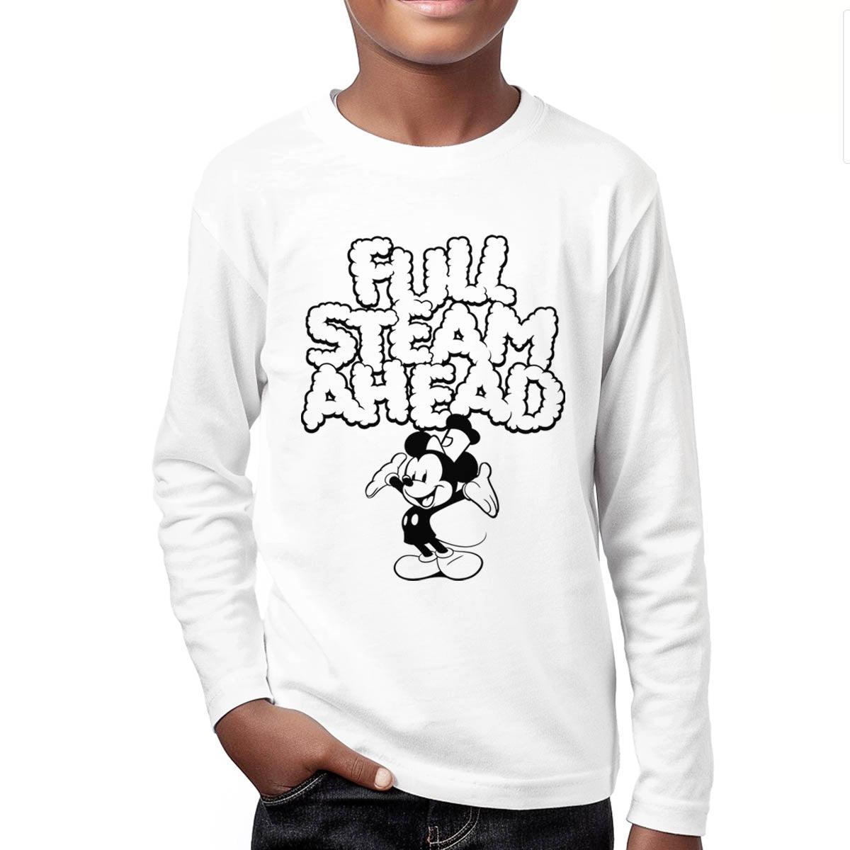 Full Steam Ahead! Youth Long Sleeve Tee - Steamboat Willie World