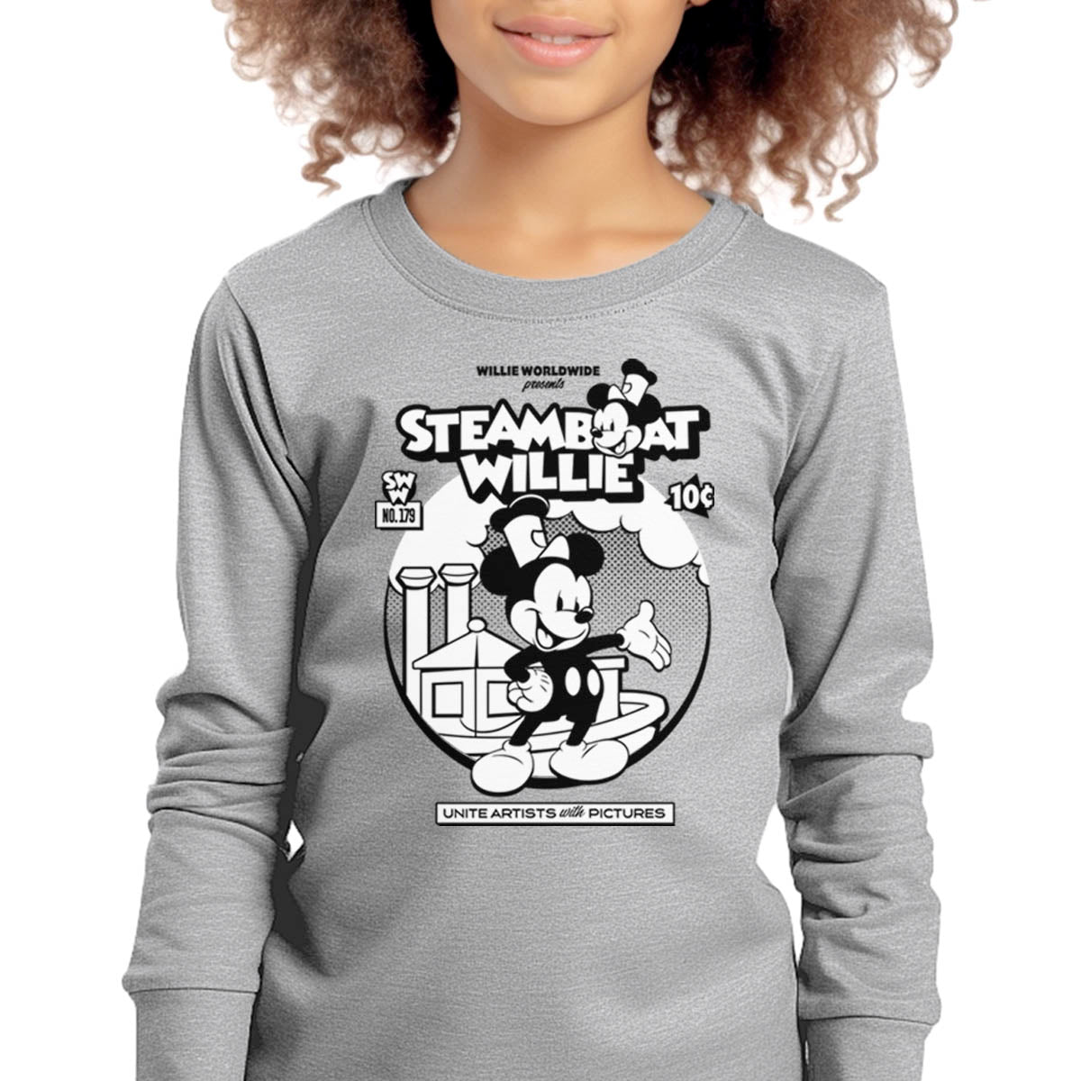 Welcome to My World! Youth Long Sleeve Tee - Steamboat Willie World