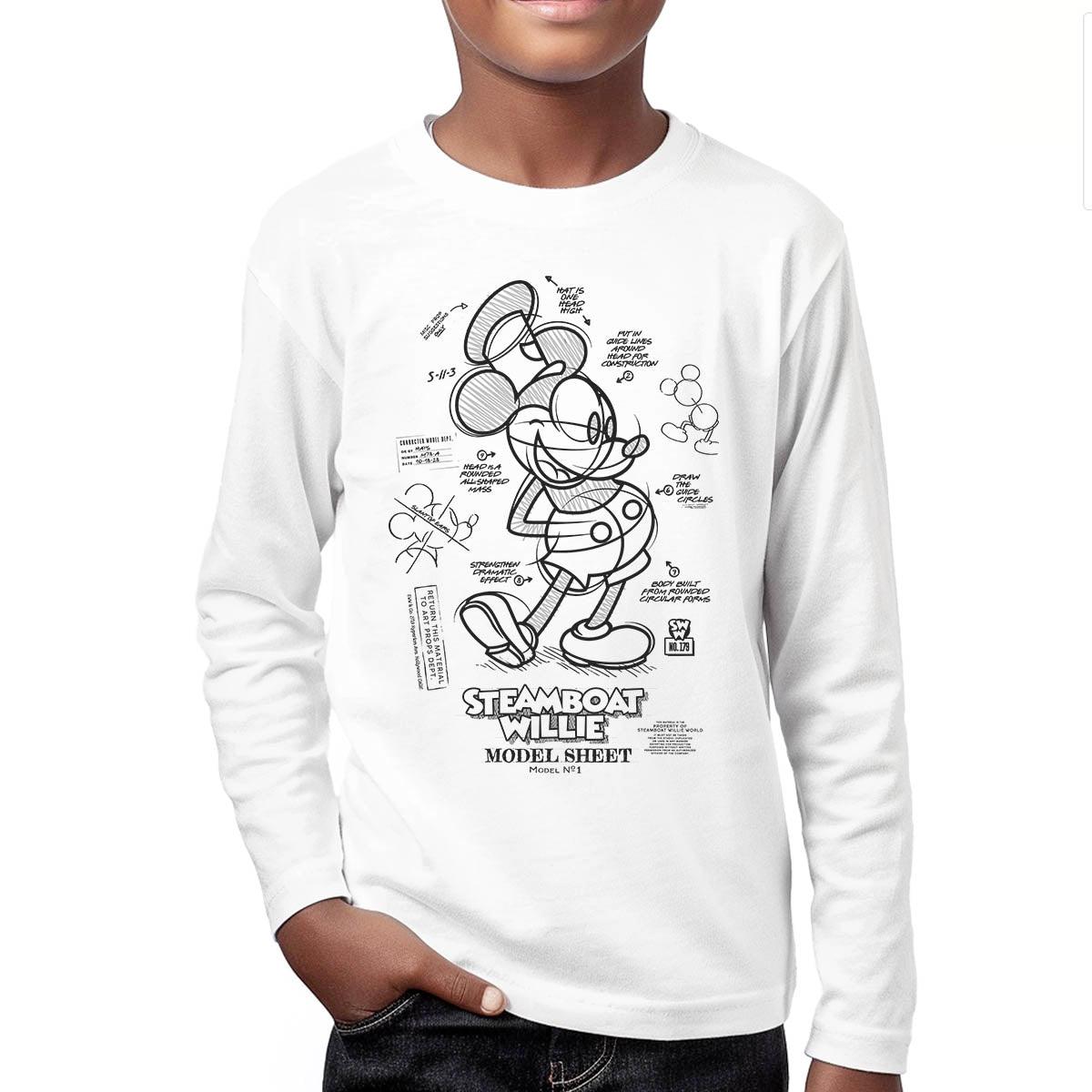 Build Character! Youth Long Sleeve Tee - Steamboat Willie World