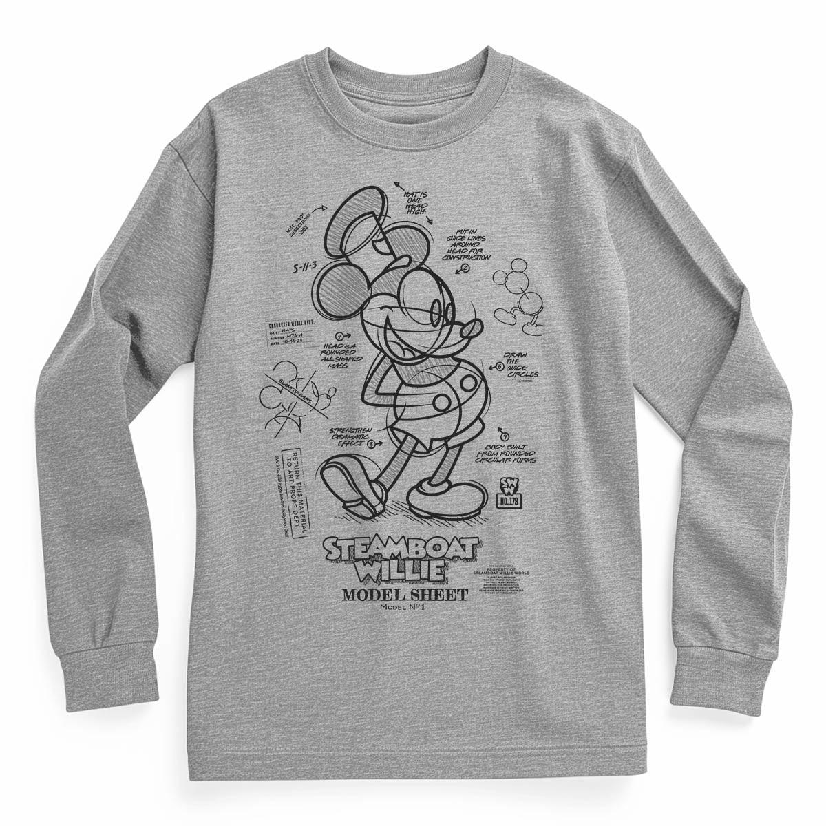 Build Character! Youth Long Sleeve Tee - Steamboat Willie World