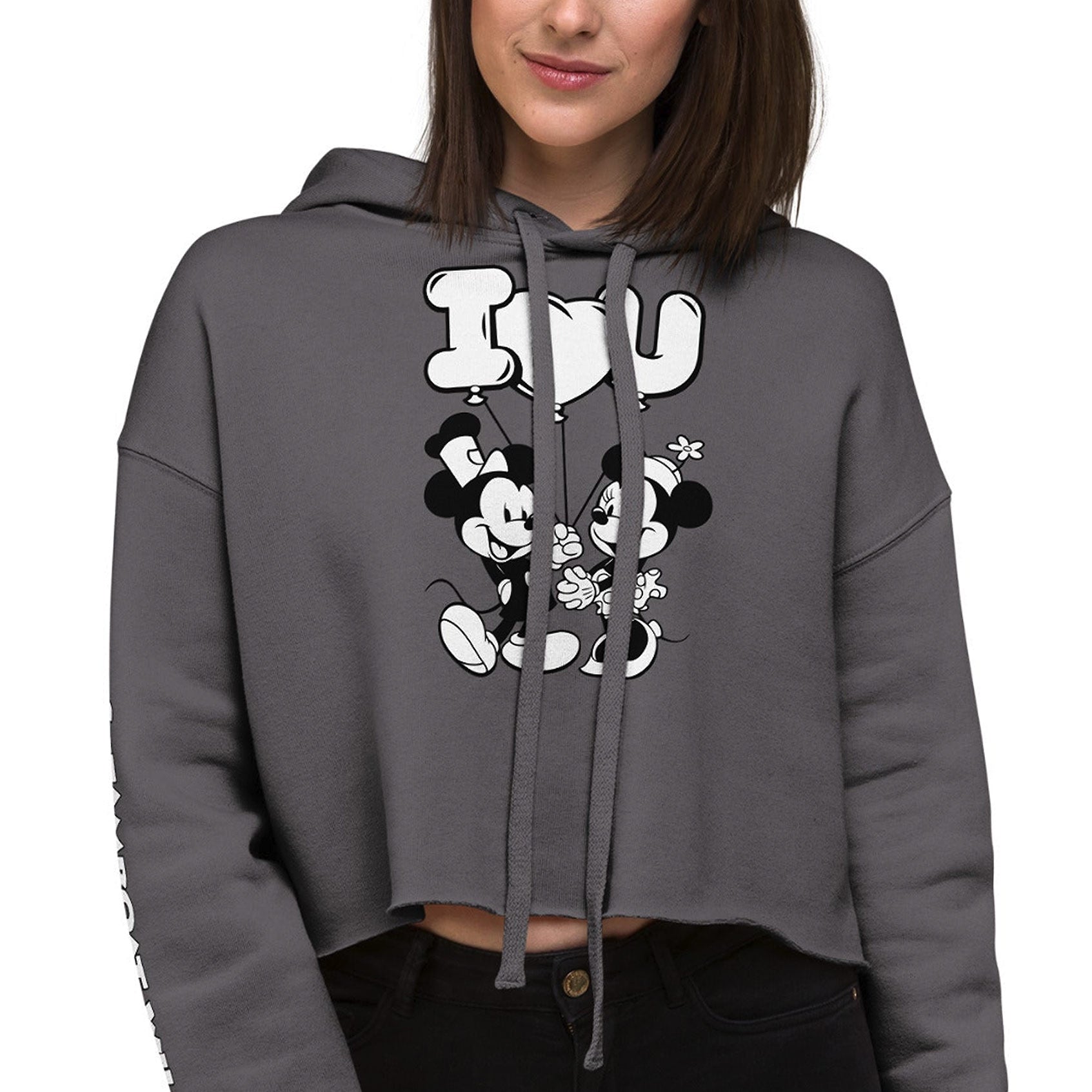 I Heart You! Crop Hoodie - Steamboat Willie World