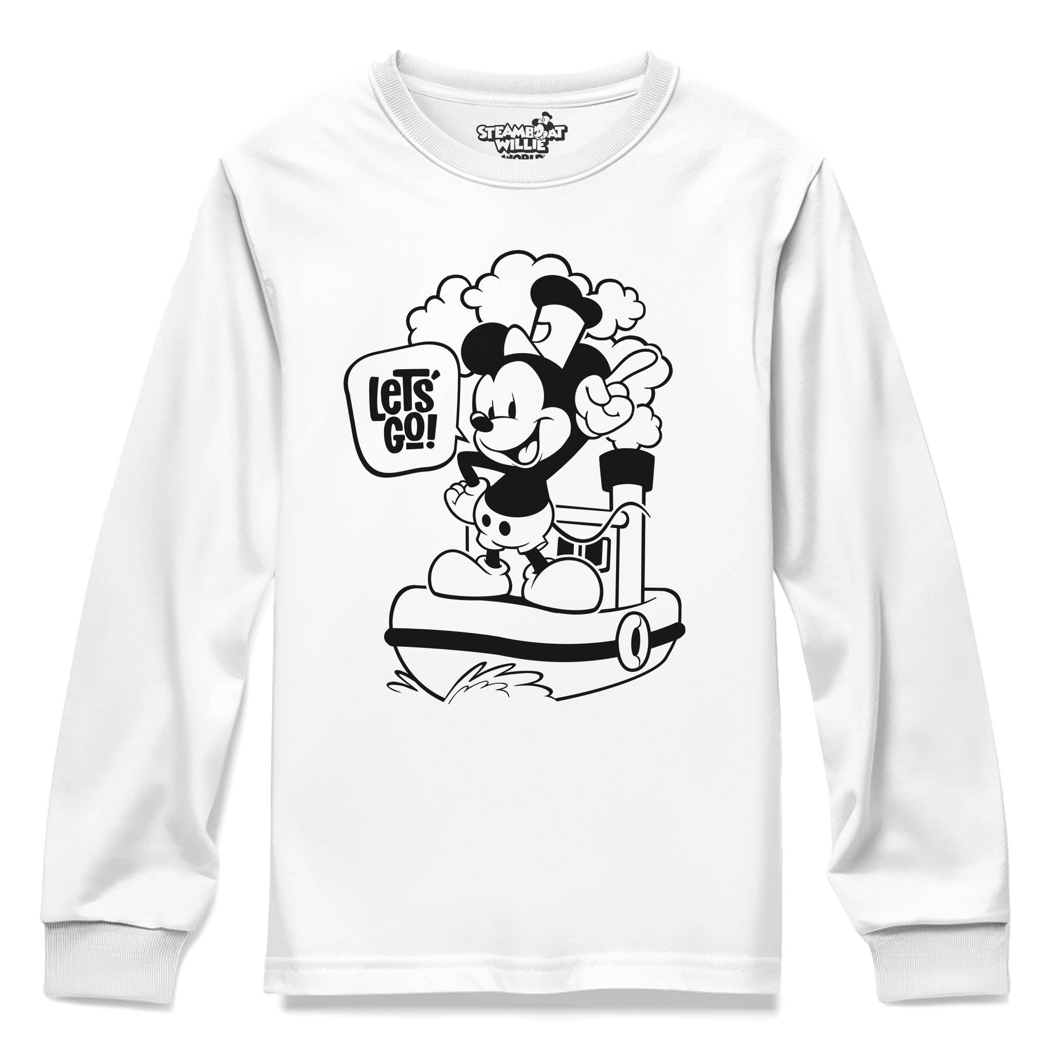 Let's Go! Youth Long Sleeve Tee - Steamboat Willie World