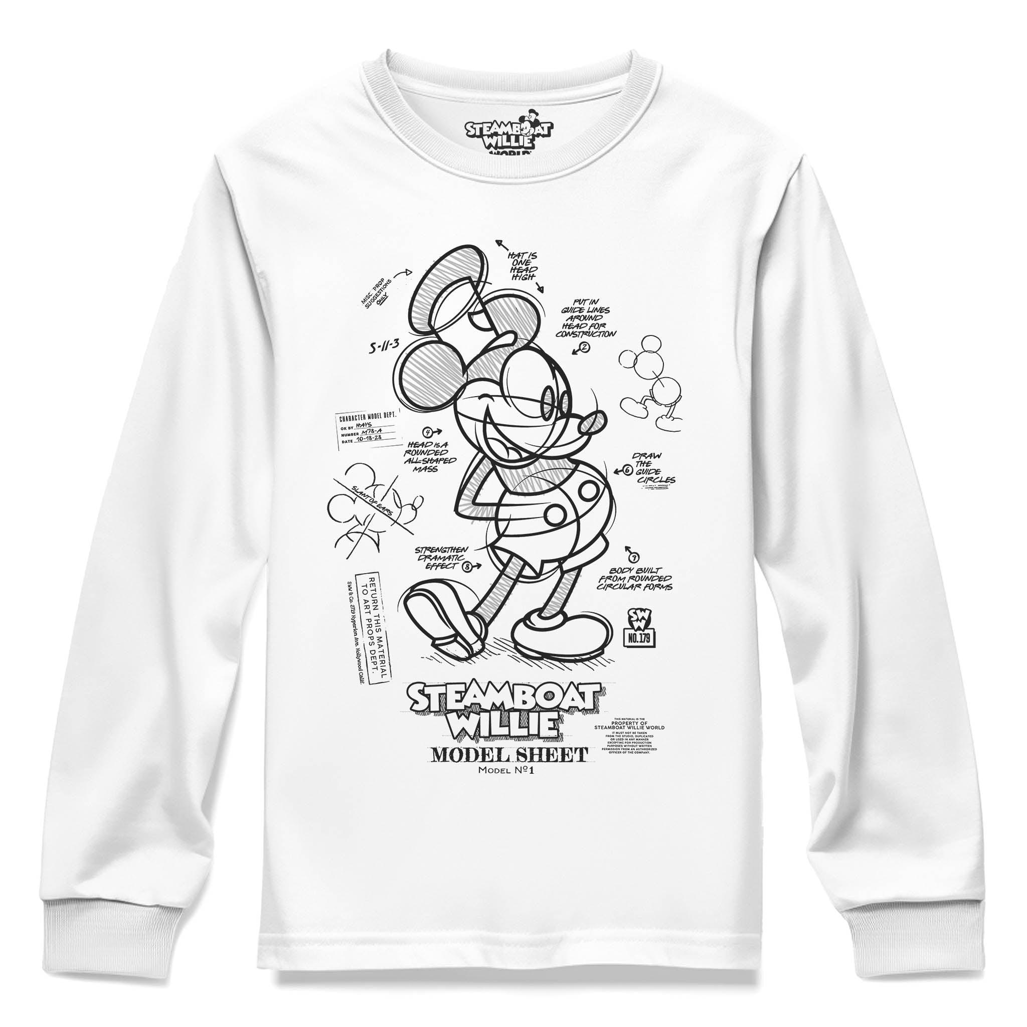 Build Character! Youth Long Sleeve Tee - Steamboat Willie World