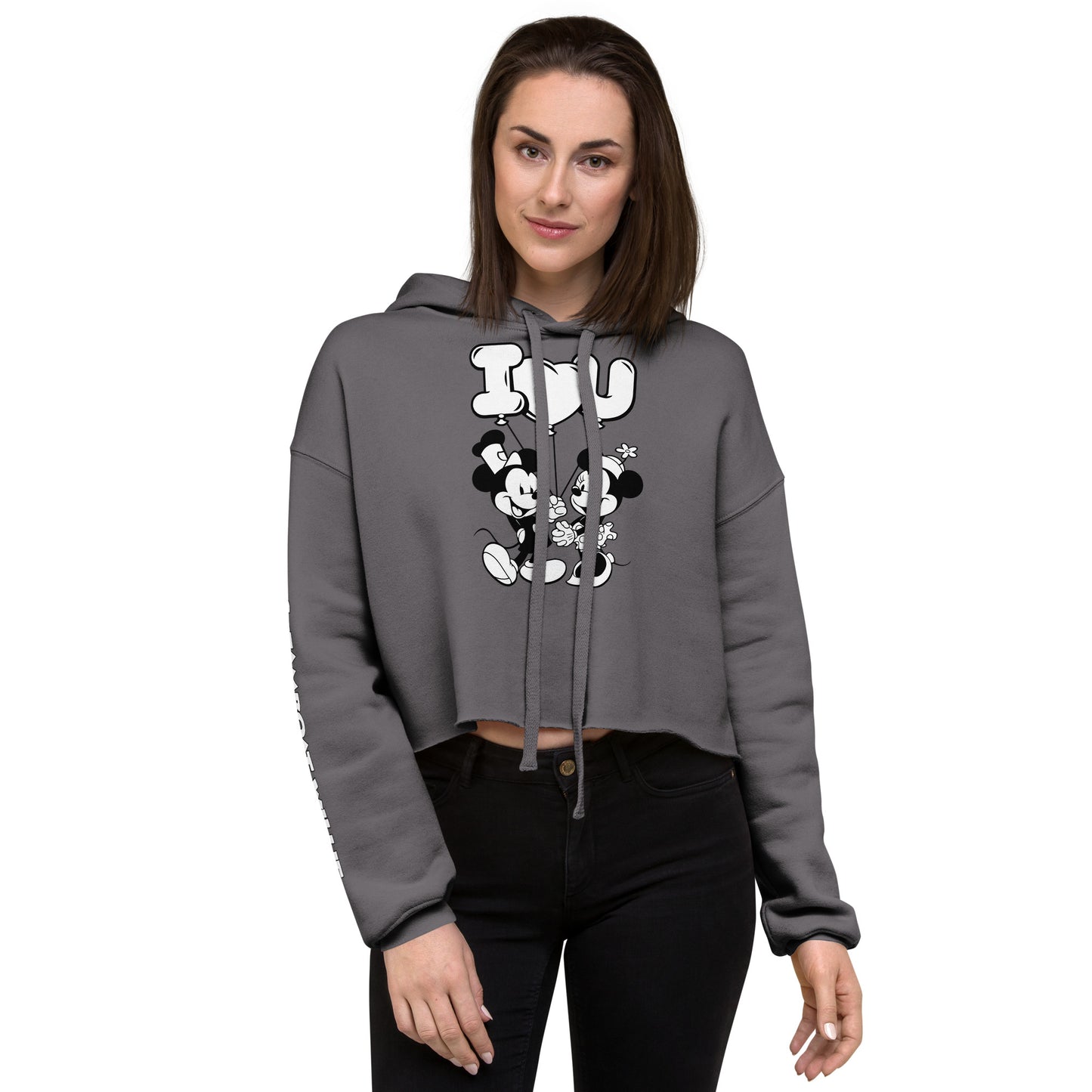 I Heart You! Crop Hoodie - Steamboat Willie World