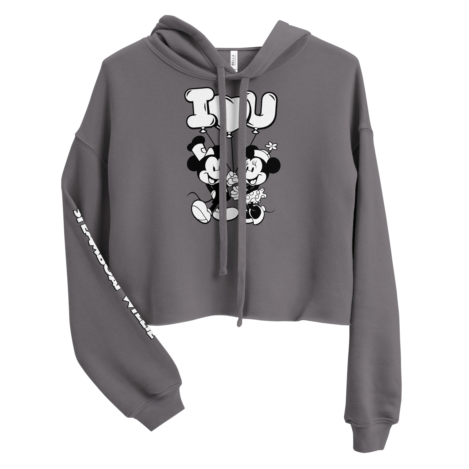 I Heart You! Crop Hoodie - Steamboat Willie World