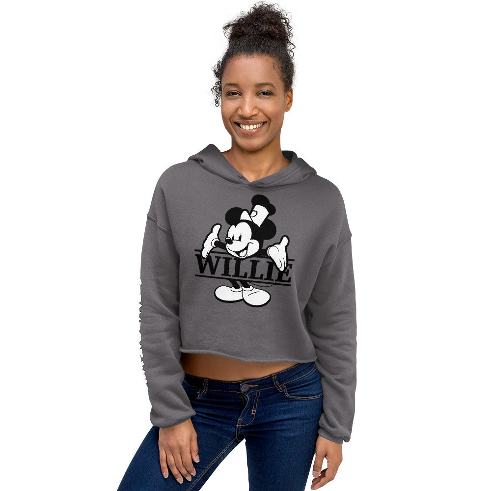 What's My Name? Crop Hoodie - Steamboat Willie World