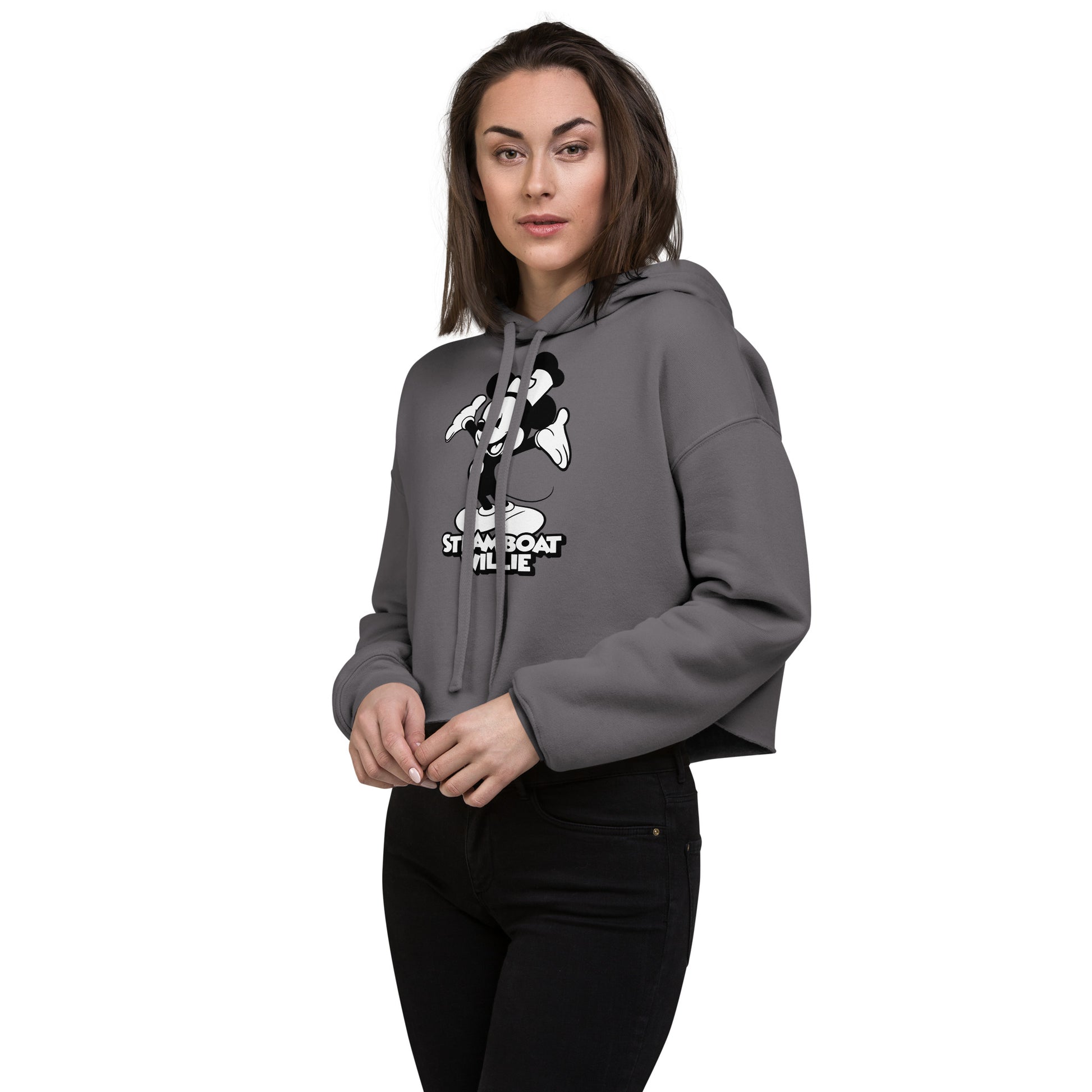 Hiya! Crop Hoodie - Steamboat Willie World