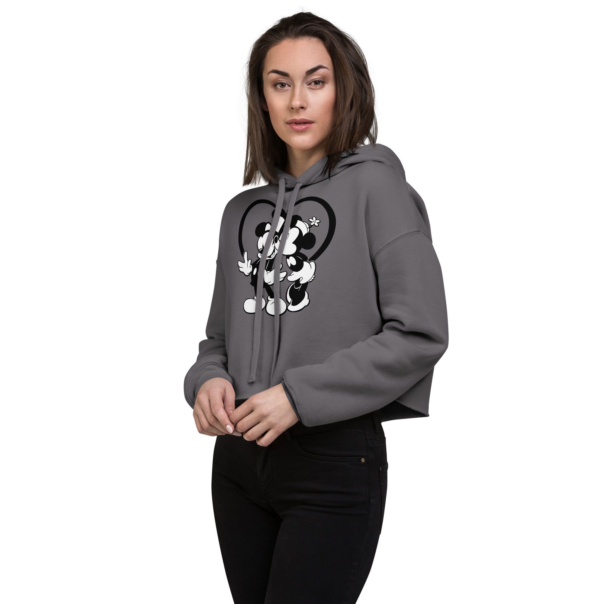 Kisses! Crop Hoodie - Steamboat Willie World